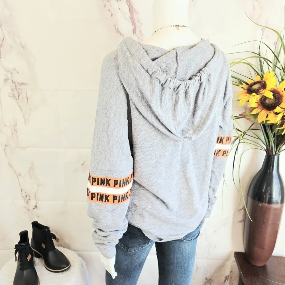 PINK Victoria's Secret Gray and Orange Giants Hoodie